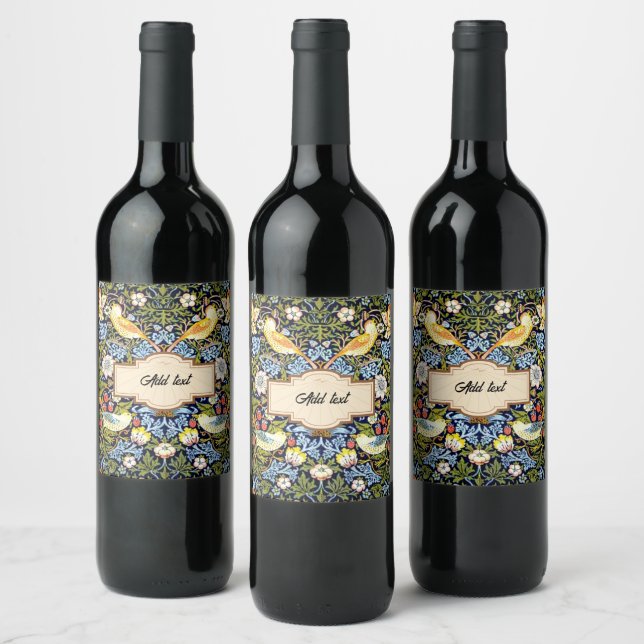 William Morris: Strawberry Thief TEMPLATE, Wine Label (Bottles)