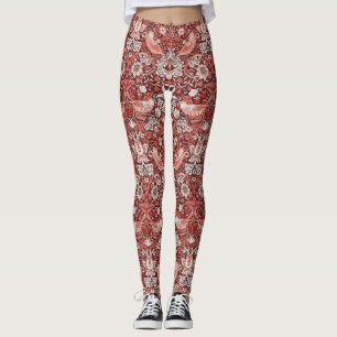 William Morris Strawberry Thief Terracotta Bird Leggings