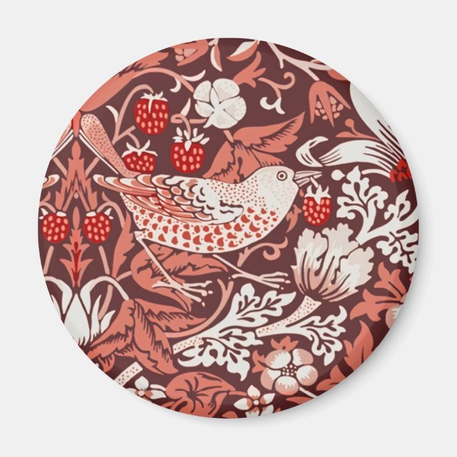William Morris Strawberry Thief Terracotta Bird Magnet (Front)
