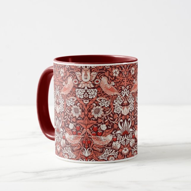 William Morris Strawberry Thief Terracotta Bird Mug (Front Left)