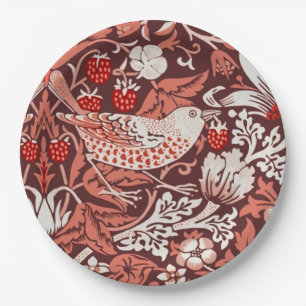 William Morris Strawberry Thief Terracotta Bird Paper Plate