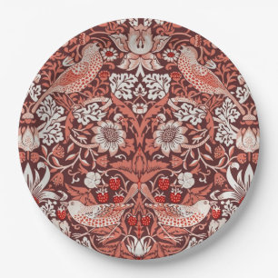 William Morris Strawberry Thief Terracotta Bird Paper Plate