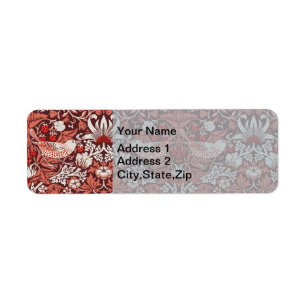 William Morris Strawberry Thief Terracotta Bird Return Address Label