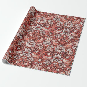 William Morris Strawberry Thief Terracotta Bird Wrapping Paper