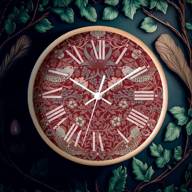 William Morris Strawberry Thief Victorian Red Clock (Creator Uploaded)