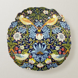William Morris: Strawberry Thief vintage design Round Cushion