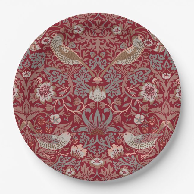 William Morris Strawberry Thief Wrapping Paper Paper Plate (Front)