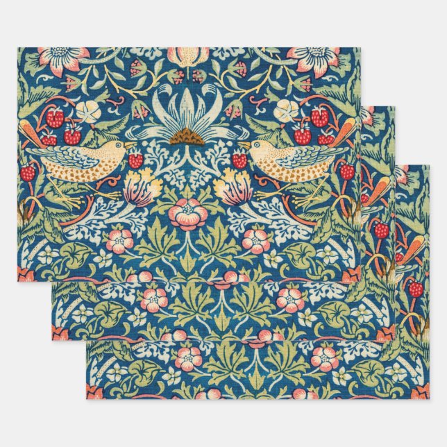 William Morris, Strawberry Thief Wrapping Paper Sheet (Set)