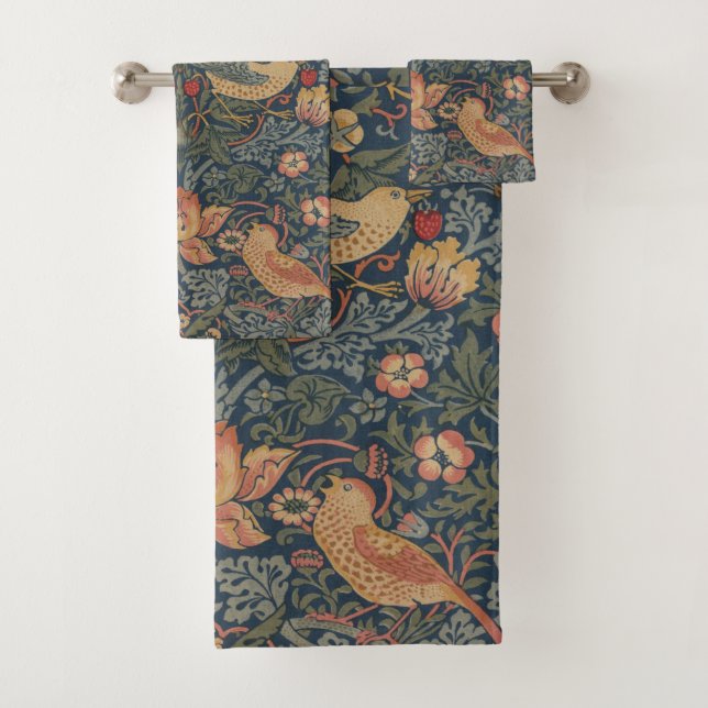 William Morris Strawberry Thieves Birds Bath Towel Set (Insitu)