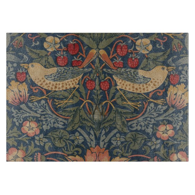 William Morris Strawberry Thieves Birds Cutting Board (Front)