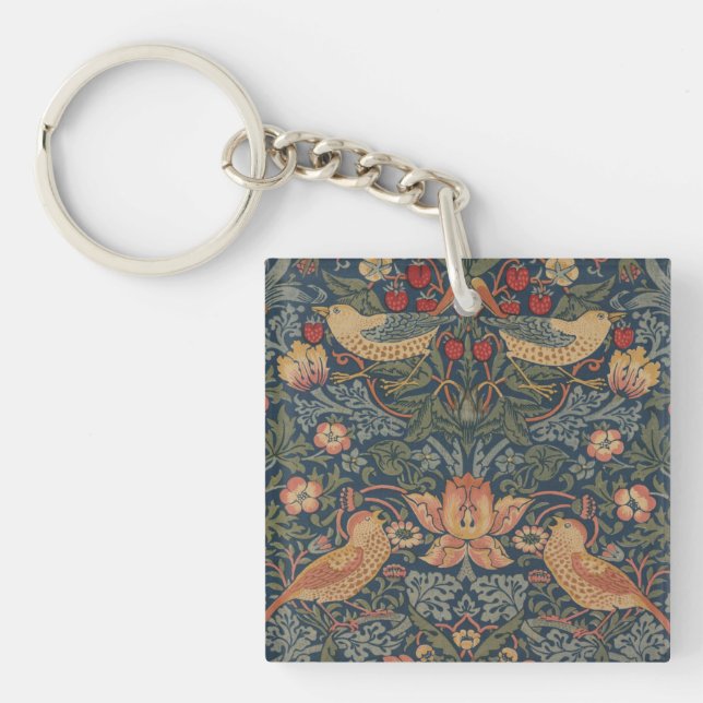William Morris Strawberry Thieves Birds Key Ring (Front)