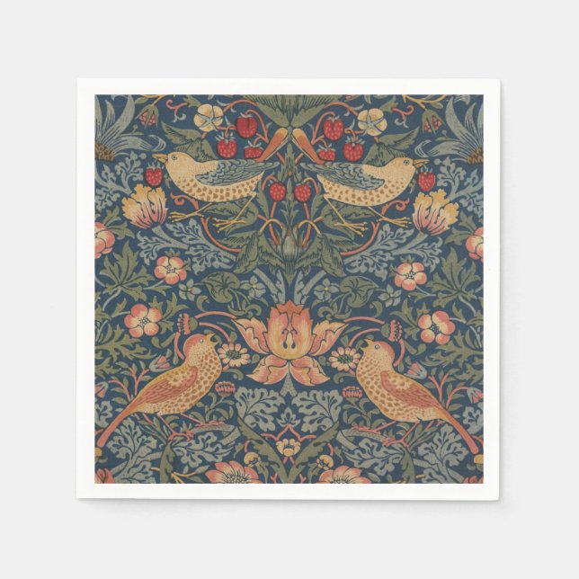 William Morris Strawberry Thieves Birds Napkin (Front)