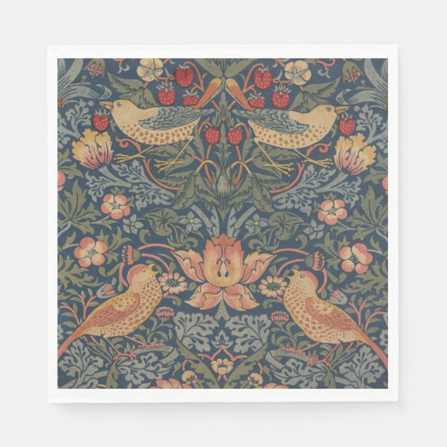 William Morris Strawberry Thieves Birds Napkin (Front)