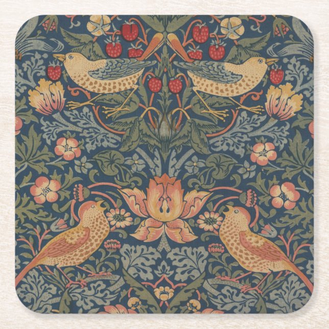 William Morris Strawberry Thieves Birds Square Paper Coaster (Front)
