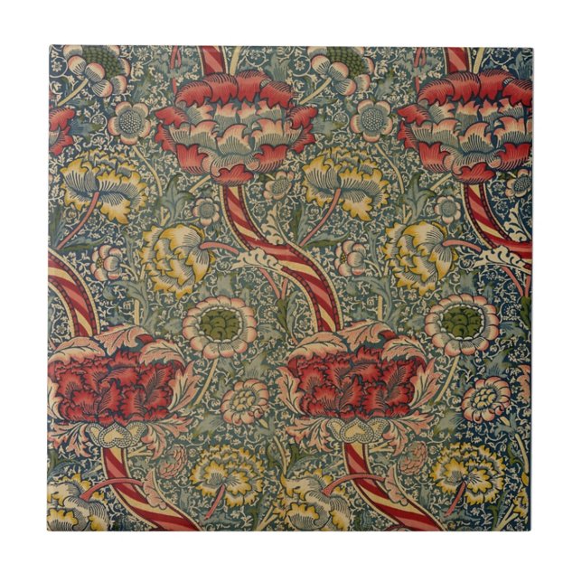 William * Morris Stripes and Flowers | Ceramic Tile (Front)
