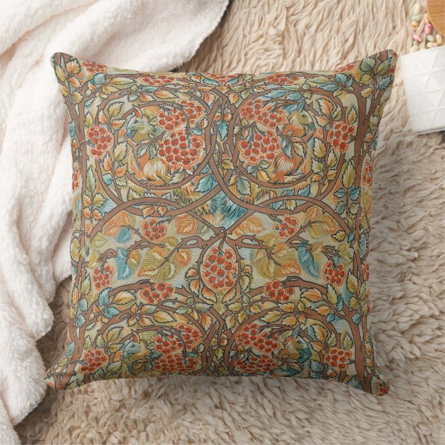 William Morris Style Cottagecore Squirrel Floral  Cushion (Blanket)