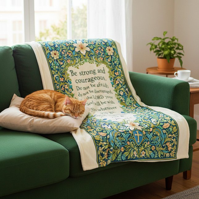 William Morris style floral and scripture Fleece Blanket (Creator Uploaded)