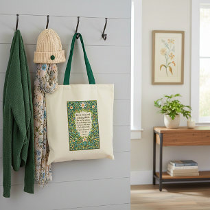 William Morris style floral and scripture Tote Bag
