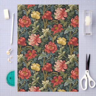 William Morris Style Floral Pattern Decoupage Tissue Paper