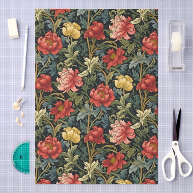 William Morris Style Floral Pattern Decoupage Tissue Paper (Craft)