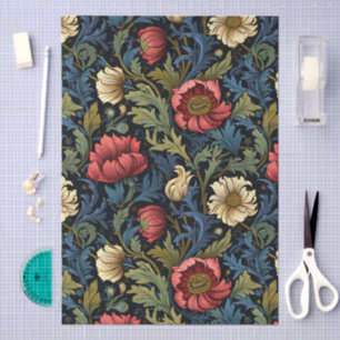 William Morris Style Floral Pattern Decoupage Tissue Paper