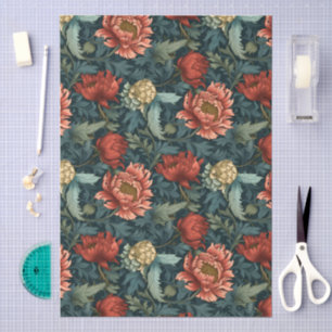 William Morris Style Floral Pattern Decoupage Tissue Paper