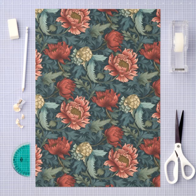 William Morris Style Floral Pattern Decoupage Tissue Paper (Craft)