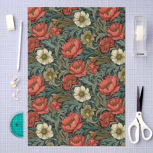 William Morris Style Floral Pattern Decoupage Tissue Paper