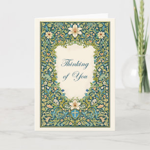 William Morris style floral Thinking of You Card