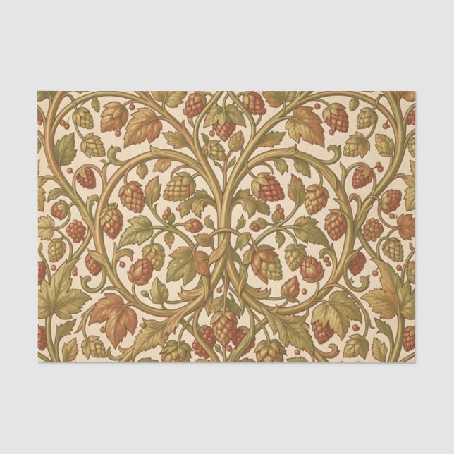 William Morris Style Hop Vine Botanical Pattern Tissue Paper (Front)