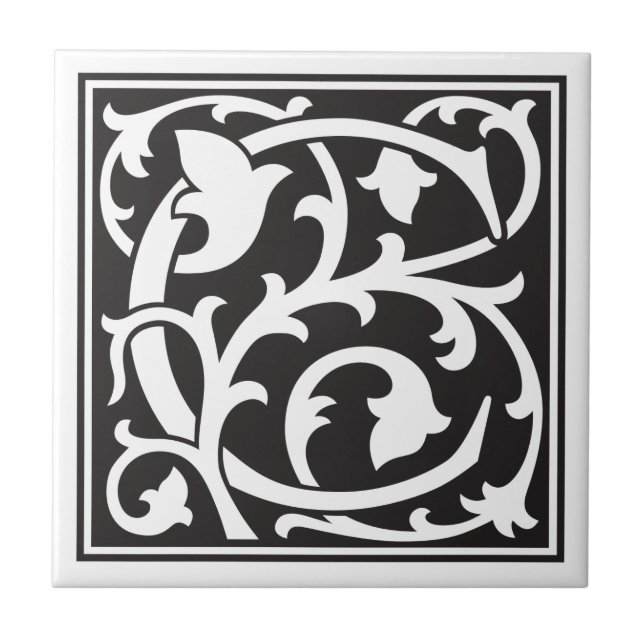 William Morris style initial letter C Ceramic Tile (Front)