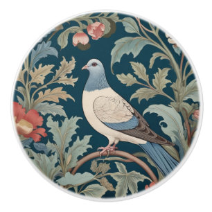 William Morris style Left facing Pigeon Bird Ceramic Knob