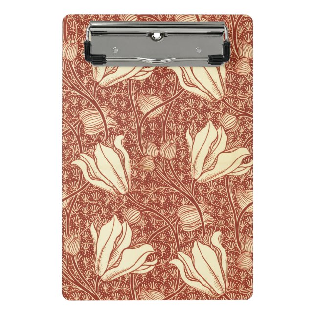 William Morris Style Red Lily Floral Pattern Mini Clipboard (Front)