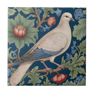 William Morris style Right facing Dove Bird Ceramic Tile