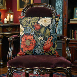 William Morris Styled Floral Pattern Cushion