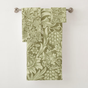 William Morris Sunflower Green Flower  Bath Towel Set