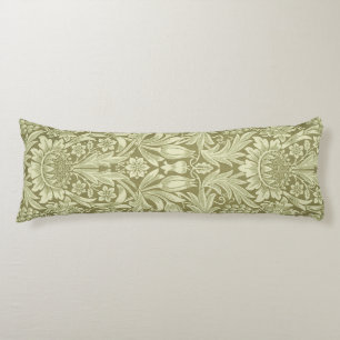 William Morris Sunflower Green Flower  Body Cushion