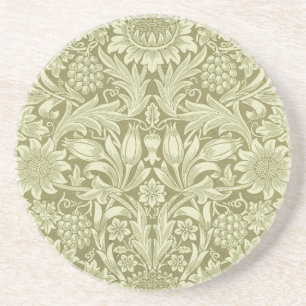 William Morris Sunflower Green Flower  Coaster