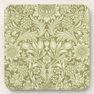 William Morris Sunflower Green Flower  Coaster