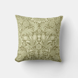 William Morris Sunflower Green Flower  Cushion
