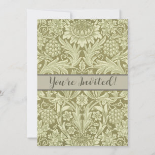 William Morris Sunflower Green Flower  Invitation
