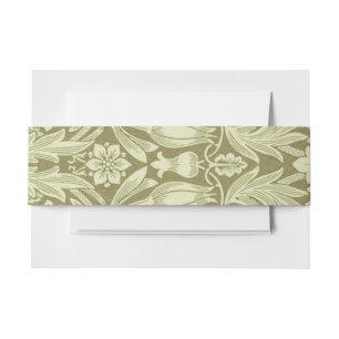William Morris Sunflower Green Flower  Invitation Belly Band