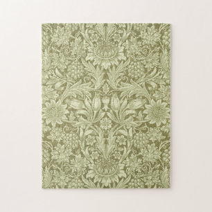 William Morris Sunflower Green Flower  Jigsaw Puzzle