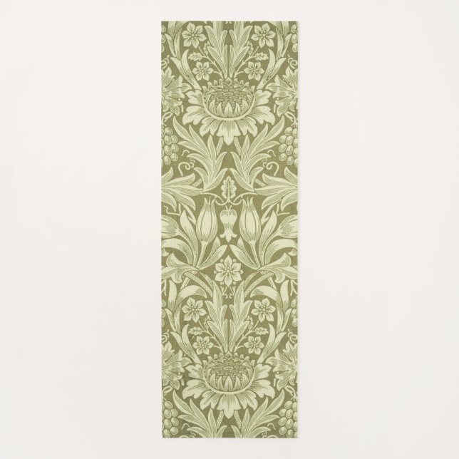 William Morris Sunflower Green Flower  Yoga Mat (Front)