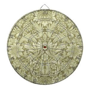 William Morris Sunflower Vintage Olive Damask Dartboard