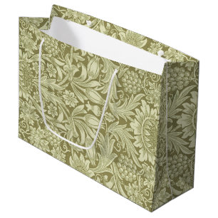 William Morris Sunflower Vintage Olive Damask Large Gift Bag
