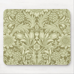 William Morris Sunflower Vintage Olive Damask Mouse Pad