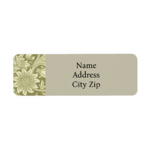 William Morris Sunflower Vintage Olive Damask Return Address Label