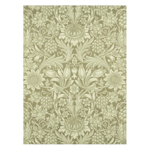 William Morris Sunflower Vintage Olive Damask Tablecloth