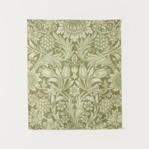 William Morris Sunflower Vintage Olive Damask Tapestry